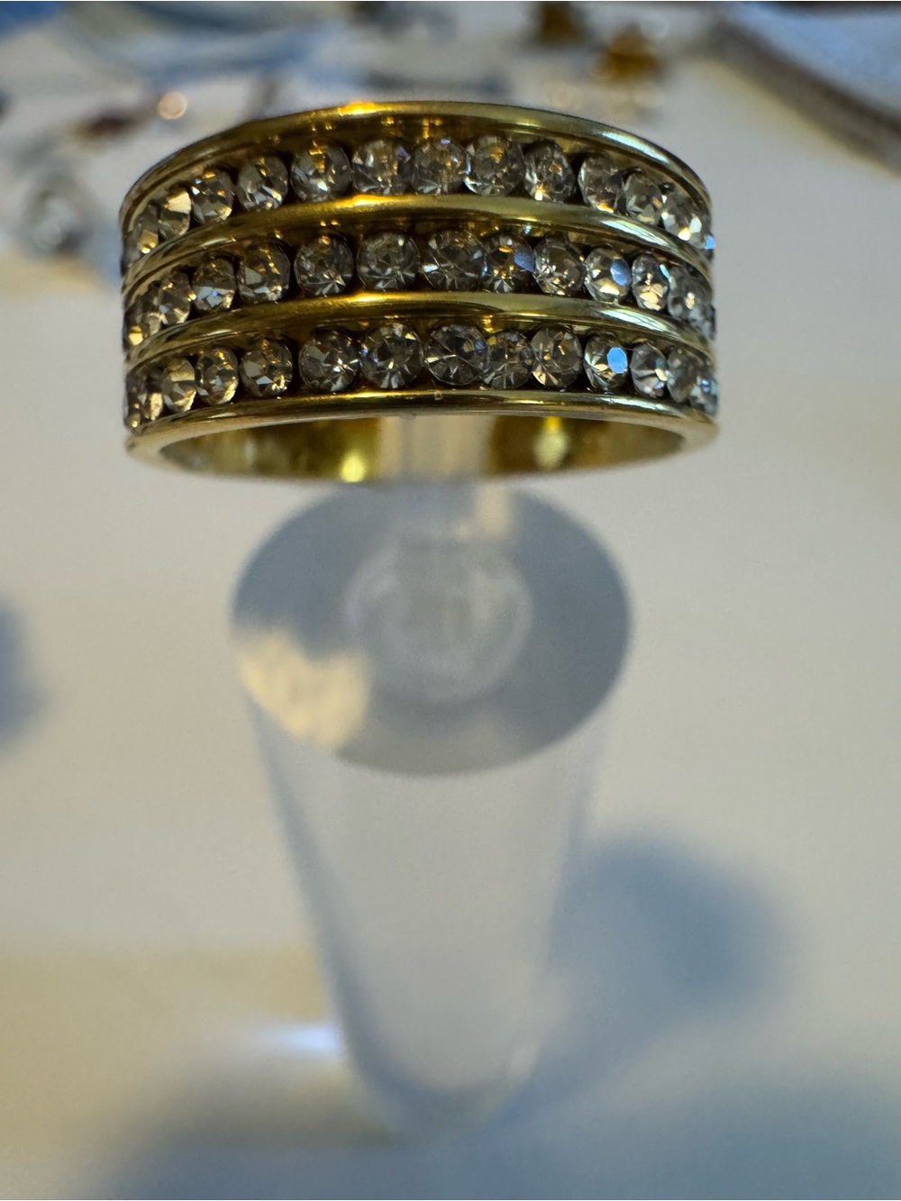 Gold Crystal-Accent Wide Band Ring - Women Jewelry
